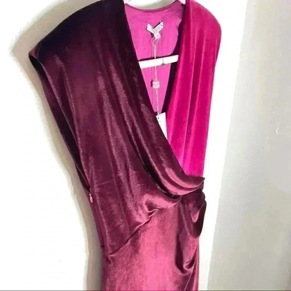 Ronny Kobo Carol Two Tone Colorblock Velvet Dress Size Large - Picture 5 of 9
